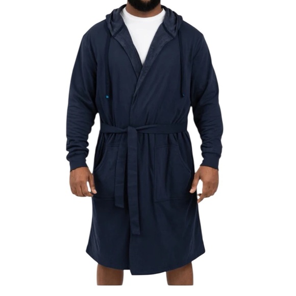The Duderobe Men’s Luxury Hooded Bathrobe Size Large XL New Blue - Picture 1 of 9